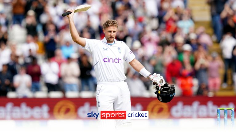 Joe Root brings up his 28th Test match century in the fifth Test against India at Edgbaston.