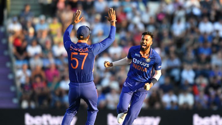 India's Hardik Pandya took two wickets in one over to leave England in real trouble early on