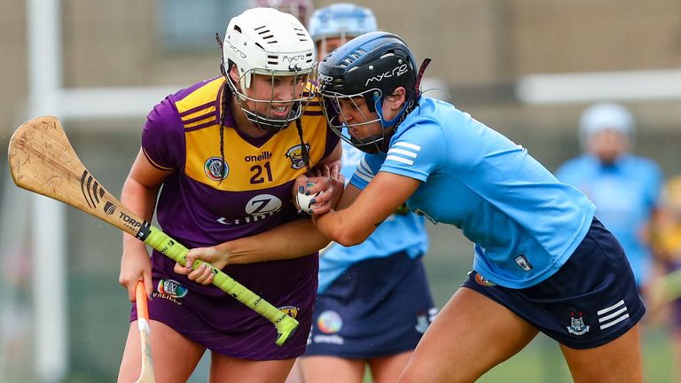 Jackie Quigley of Wexford in action against Emma O'Byrne of Dublin