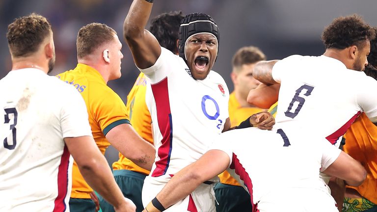 Maro Itoje in action for England against Australia