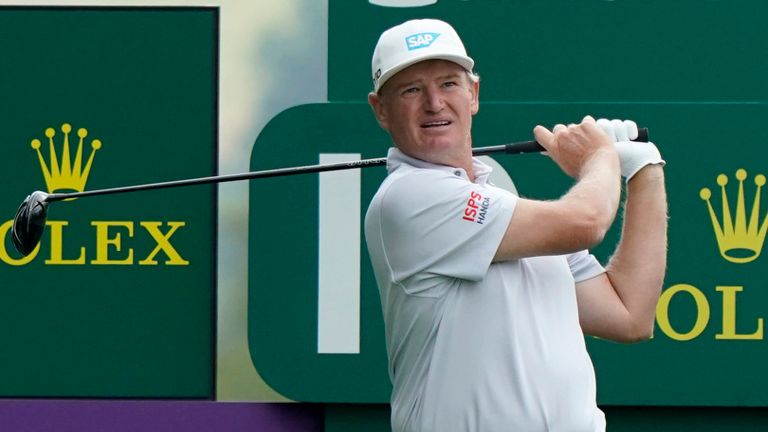 Ernie Els of South Africa in action during Day Two of The Senior Open Presented by Rolex at The King's Course, Gleneagles 