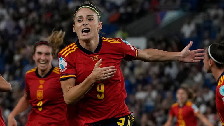 Spain&#39;s Esther Gonzalez celebrates after opening the scoring
