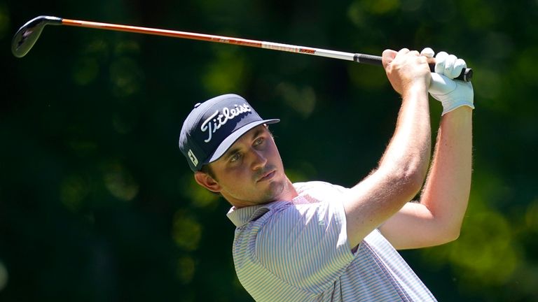 JT Poston hits off the sixth tee during the first round of the 2022 John Deere Classic in Illinois (Associated Press)