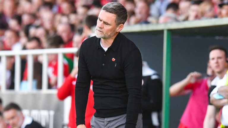 SLIGO, IRELAND - JULY 28: Motherwell Manager Graham Alexander looking dejected as his side are knocked out of Europe during a Europa Conference League qualifying match between Sligo Rovers and Motherwell at The Showgrounds Stadium, on July 28, 2022, in Sligo, Ireland.  (Photo by Craig Foy / SNS Group)