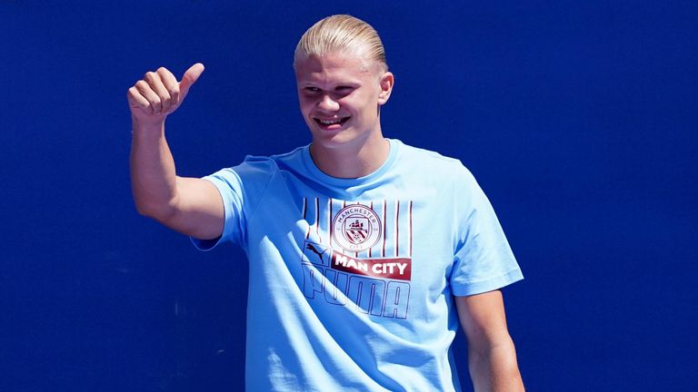 Erling Holland se presenta por primera vez a los aficionados del Manchester City