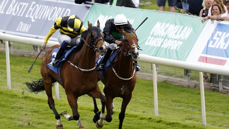 Haliphon (right) wins the Andy Thornton Hospitality Furniture Handicap at York