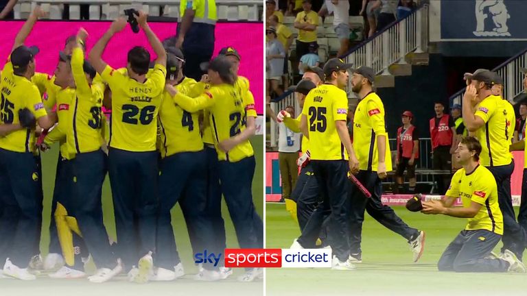 The Sky Sports commentators were beside themselves as Hampshire claimed a dramatic one-run victory with the last ball of Vitality Blast final!