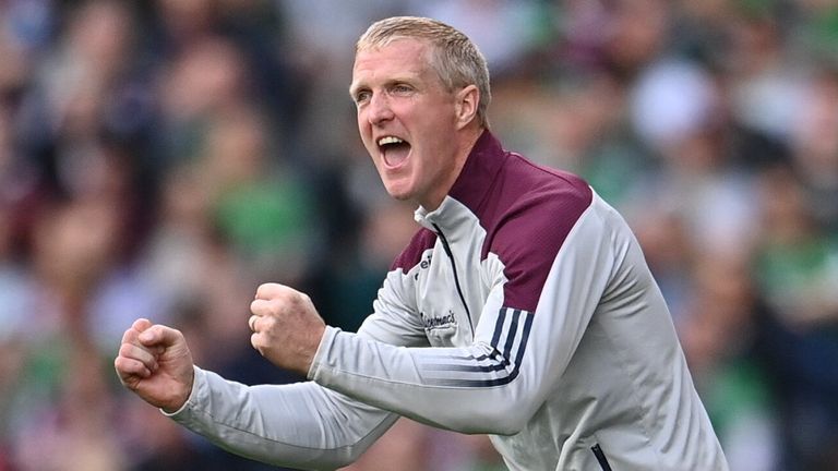 3 July 2022; Galway manager Henry Shefflin celebrates a score during the GAA Hurling All-Ireland Senior Championship Semi-Final match between Limerick and Galway at Croke Park in Dublin. Photo by Sam Barnes/Sportsfile