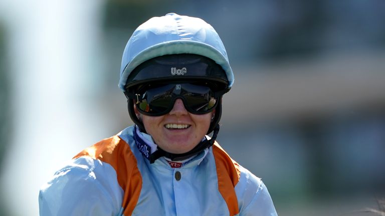 Hollie Doyle smiles after victory on Eddie's Boy at Newbury