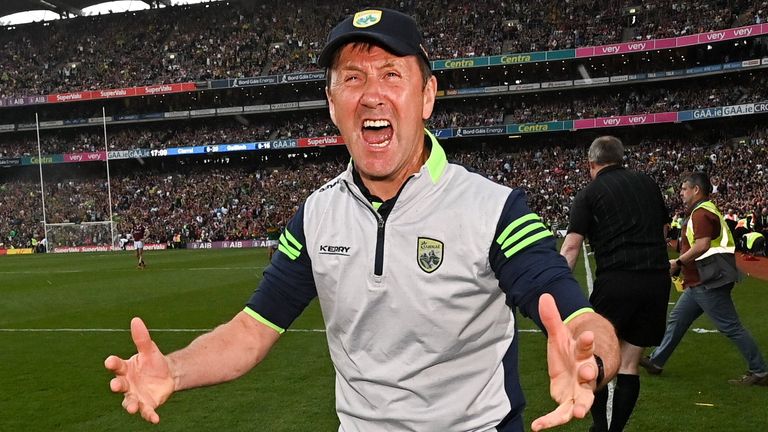 24 July 2022; Kerry manager Jack O'Connor celebrates after the GAA Football All-Ireland Senior Championship Final match between Kerry and Galway at Croke Park in Dublin. Photo by Ramsey Cardy/Sportsfile