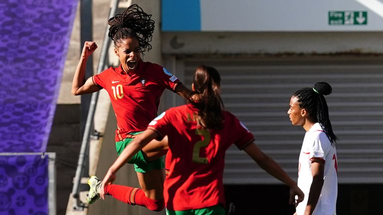 Jessica Silva celebrates scoring Portugal&#39;s equaliser