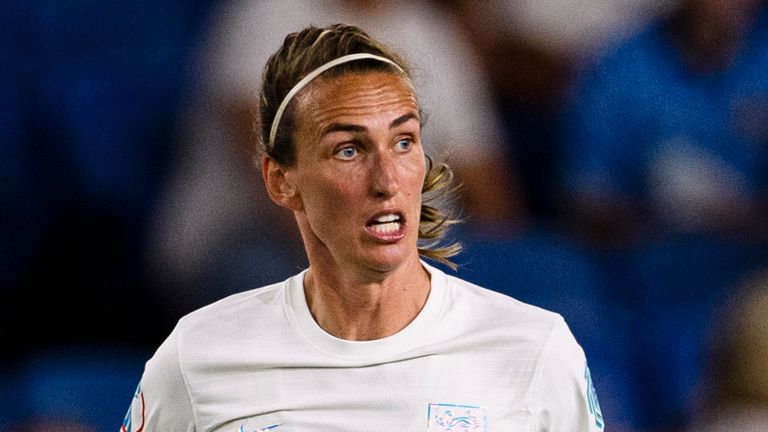 July 11, 2022, Brighton, England, United Kingdom: Brighton, England - July 11: Jill Scott of England runs with the ball during the UEFA Women's Euro England 2022 group A match between England and Norway at Brighton & Hove Community Stadium on July 11, 2022 in Brighton, United Kingdom. (Credit Image: .. Marcio Machado/ZUMA Press Wire) (Cal Sport Media via AP Images)