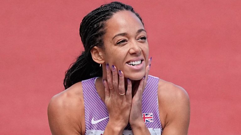 17 July 2022, US, Eugene: Athletics: World Championships, Heptathlon, High Jump Katarina Johnson-Thompson from Great Britain. Photo by: Michael Kappeler/picture-alliance/dpa/AP Images