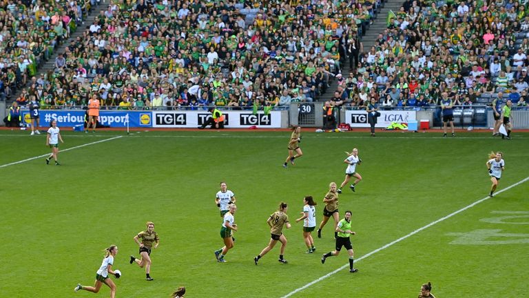 31 July 2022; A general view of action during the TG4 All-Ireland Ladies Football Senior Championship Final match between Kerry and Meath at Croke Park in Dublin. Photo by Ramsey Cardy/Sportsfile 
