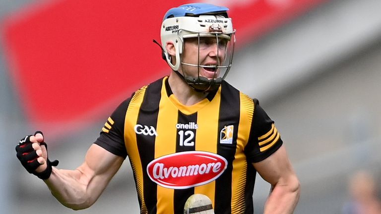 2 July 2022; TJ Reid of Kilkenny celebrates a late point during the GAA Hurling All-Ireland Senior Championship Semi-Final match between Kilkenny and Clare at Croke Park in Dublin. Photo by Ramsey Cardy/Sportsfile