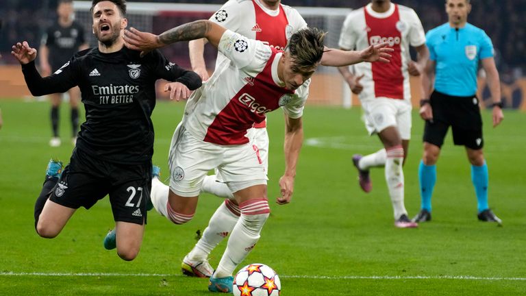 Lisandro Martinez in action for Ajax in the Champions League