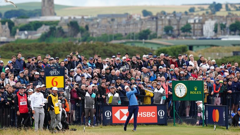 Fitzpatrick tees off from the sixth on day two of The 150th Open 