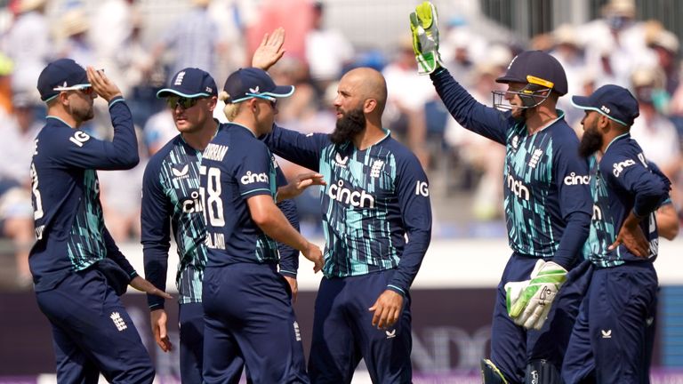 Moeen Ali celebrates taking a wicket for England vs South Africa