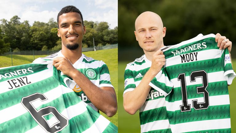 Moritz Jenz and Aaron Mooy have signed for Scottish Premiership champions Celtic