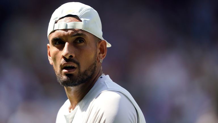 Nick Kyrgios during The Final of the Gentlemen's Singles against Novak Djokovic on day fourteen of the 2022 Wimbledon Championships at the All England Lawn Tennis and Croquet Club, Wimbledon. Picture date: Sunday July 10, 2022.