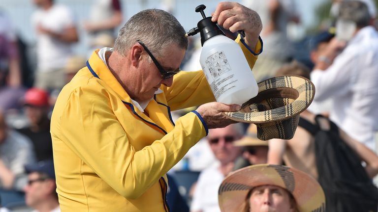 Bloke sprays water on himself at Durham ODI (Getty Images)