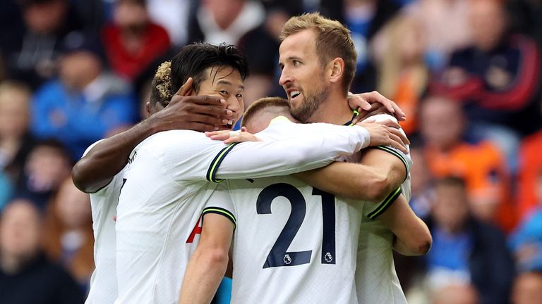 Harry Kane celebrates his first goal