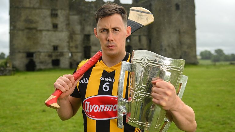 9 June 2022; Richie Reid of Kilkenny poses for a portrait with the Liam MacCarthy Cup at Loughmore Castle at the GAA Hurling All-Ireland Senior Championship Series national launch in Tipperary. Photo by Brendan Moran/Sportsfile 
