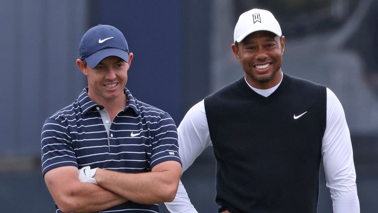 Tiger Woods tees off at 9.58am alongside Matthew Fitzpatrick to begin round two, while Rory McIlroy resumes alongside reigning champion Collin Morikawa at 2.49pm. 