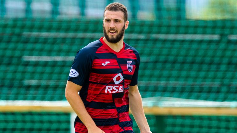 BUCKIE, SCOTLAND - JULY 09: Ross County's Alex Iacovitti in action during a Premier Sports Cup match between Buckie Thistle and Ross County at Victoria Park, on July 09, 2022, in Buckie, Scotland. (Photo by Craig Brown / SNS Group)