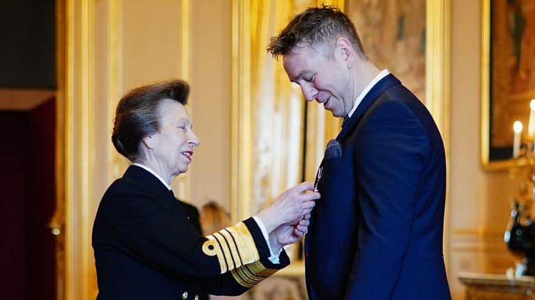 Ryan Jones from Mumbles is made an MBE for services to rugby union and charitable fundraising in Wales by the Princess Royal at Windsor Castle. (Photo:  Aaron Chown/PA Wire/PA Images)