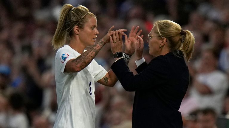 England's manager Sarina Wiegman replaces England's Rachel Daly