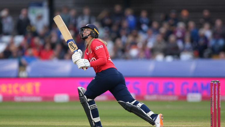 Sophie Ecclestone during the Vitality IT20 match at The Incora County Ground, Derby. Picture date: Monday July 25, 2022.