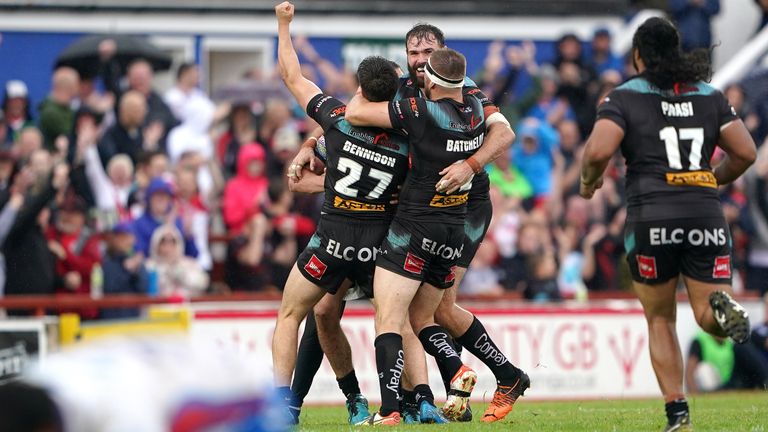 Wakefield Trinity v St Helens - Betfred Super League - Be Well Support Stadium
St Helens&#39; react after winning the Betfred Super League match at Be Well Support Stadium, Wakefield. Picture date: Sunday July 24, 2022.