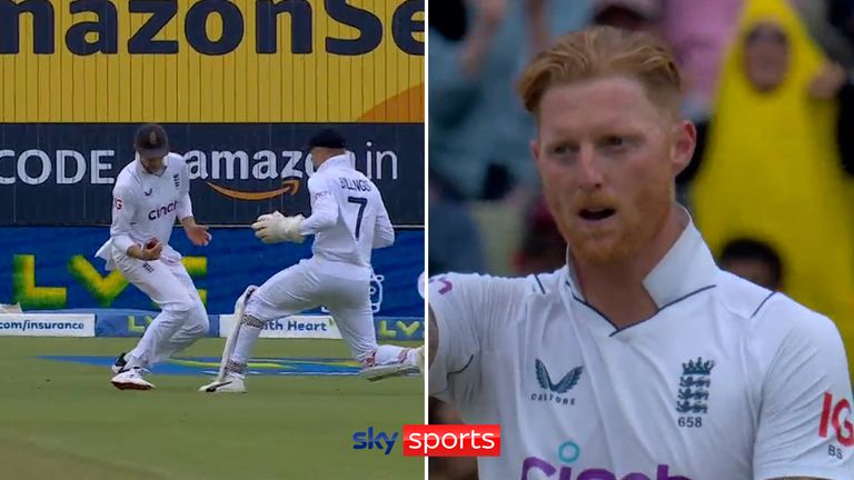 England captain Ben Stokes takes the crucial wicket from Virat Kohli after Sam Billings spilled the ball to a very lucky Joe Root. 