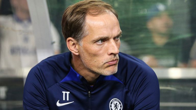 16. Juli 2022: Chelsea FC-Cheftrainer Thomas Tuchel blickt vor Beginn des Spiels FC Clash of Nations 2022 zwischen Chelsea FC und Club America im Allegiant Stadium in Las Vegas, NV, auf das Spielfeld.  Christoph Trim/CSM.  (Bild Kredit: .. Christopher Trim/CSM über ZUMA Press Wire) (Cal Sport Media über AP Images)