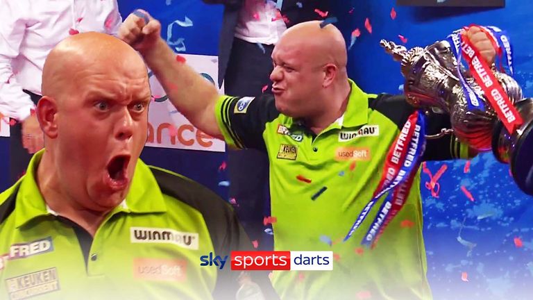 Michael van Gerwen beat Gerwyn Price in the World Matchplay final and completed the victory with this stunning 121 checkout.