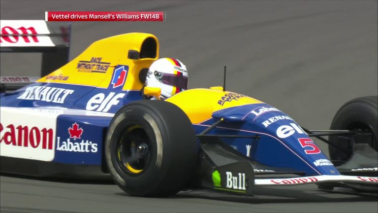 Sebastian Vettel gets to drive Nigel Mansell’s famous number 5, 1992 Championship and British GP winning Williams 