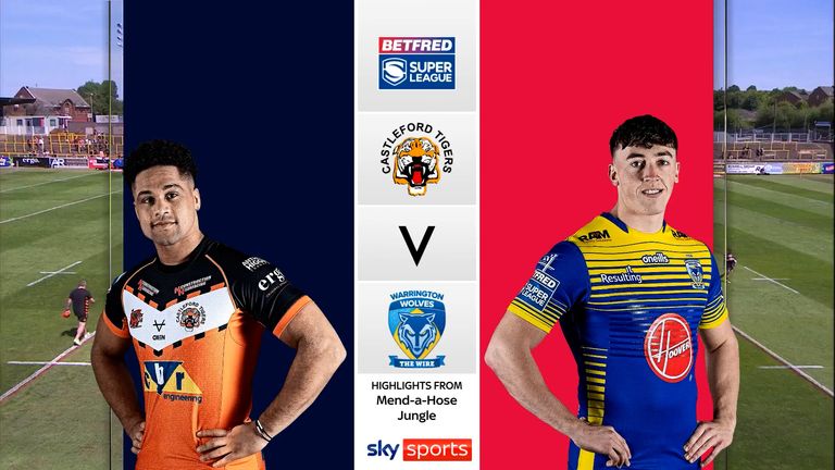 The best of the action from the Super League match between Castleford Tigers and Warrington Wolves.