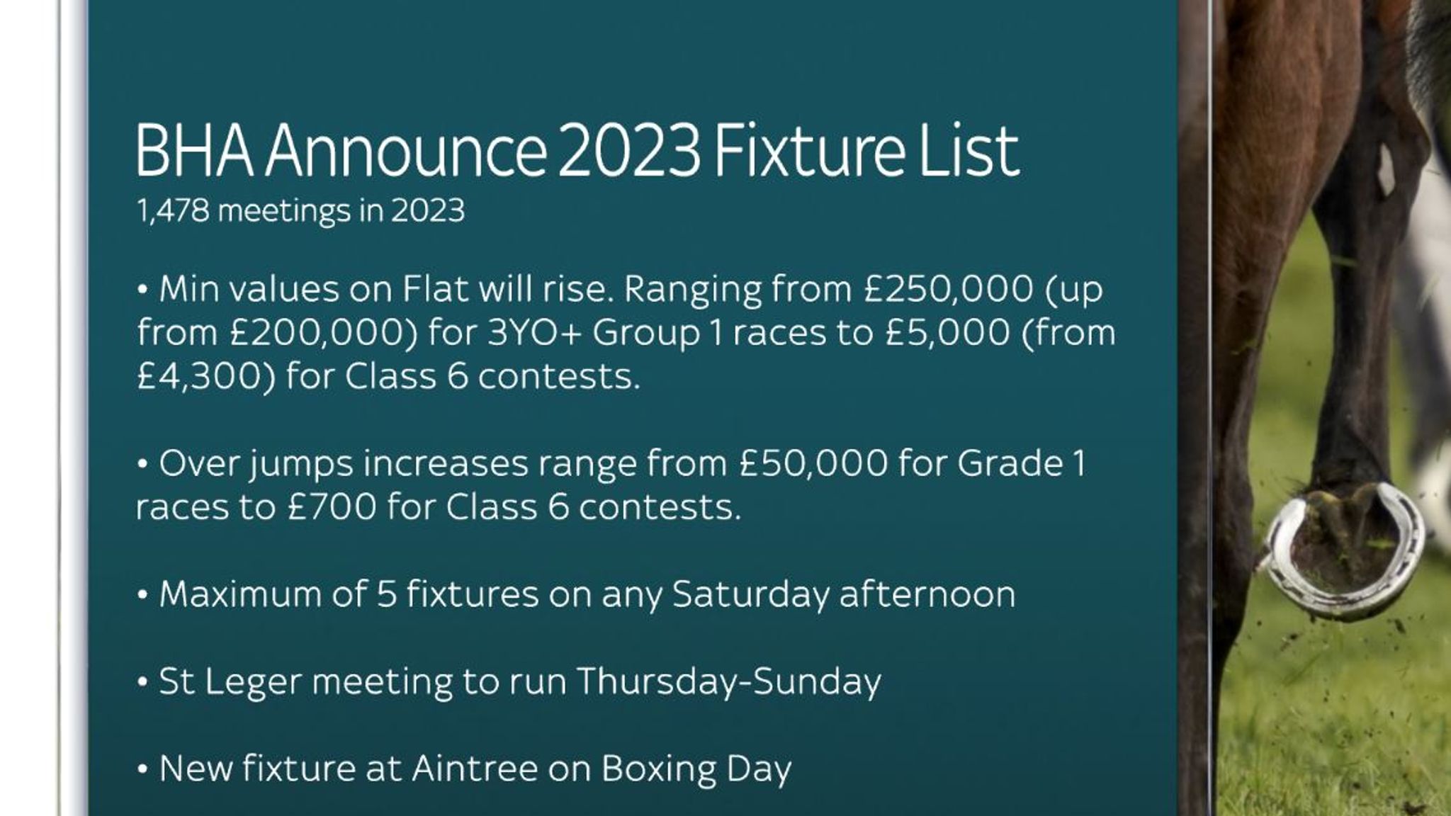 Racing fixture list 2023 BHA to increase minimum race values while