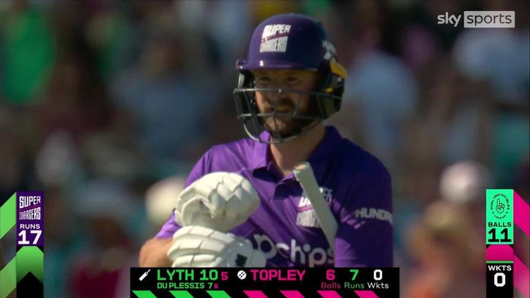 Northern Superchargers' batsman Adam Lyth hits four sixes in a row against the Oval Invincibles