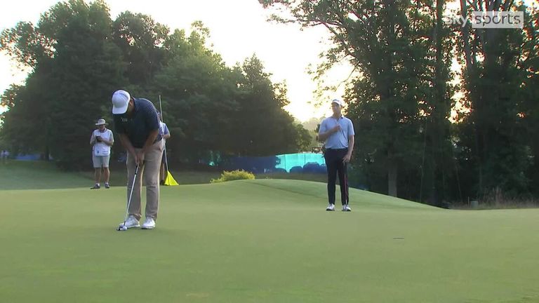 Highlights of the first round from the Wyndham Championship from Sedgefield Country Club in North Carolina