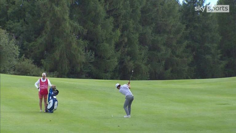 Alejandro Canizares produced an eagle on day 15 of the Omega European Masters to take the lead on day two.