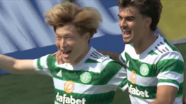 Kyogo Furuhashi get on the end of a cross from Daizen Maeda to open the scoring for Celtic against Kilmarnock.