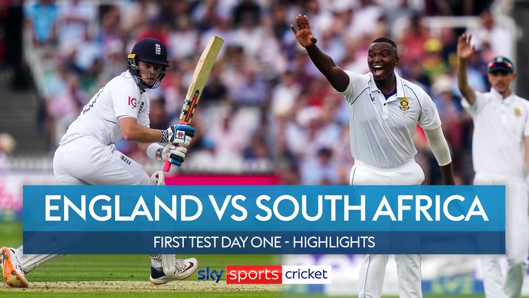 Highlights from day one of the first LV= Insurance Test between England and South Africa at Lord's.