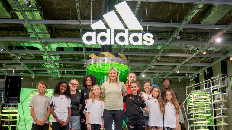 adidas invited eight young aspiring footballers from Goals 4 Girls and East London Little Ladies to meet Alessia Russo, but also interview her