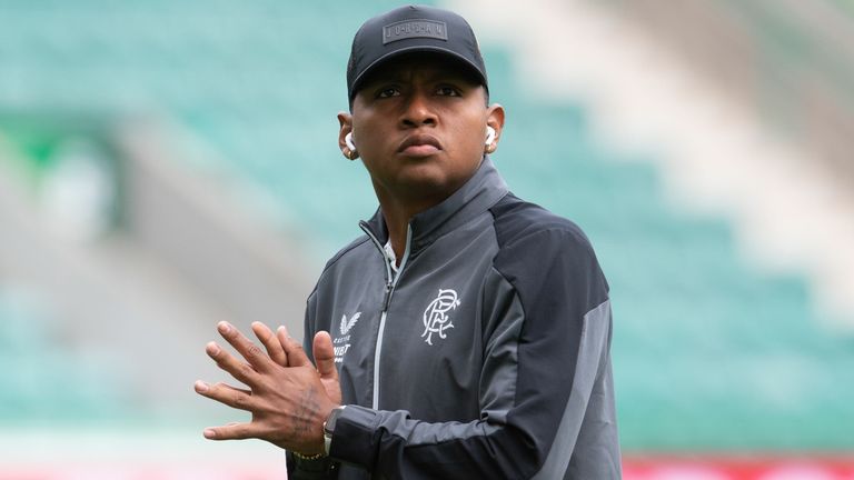 EDINBURGH, SCOTLAND - AUGUST 20: Alfredo Morelos during a cinch Premiership match between Hibernian and Rangers at Easter Road, on August 20, 2022, in Edinburgh, Scotland.  (Photo by Ross Parker/SNS Group)