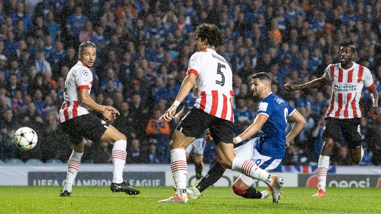 Rangers' Antonio Colak slots home to equalise