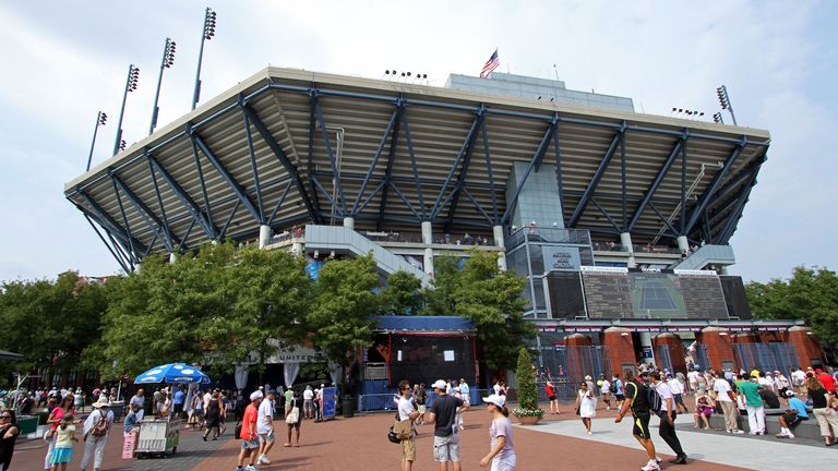 An overall view of Arthur Ashe stadium and fans during the U.S. Open tennis tournament in New York, Sunday, Sept. 4, 2011. (AP Photo/Gregory Payan)