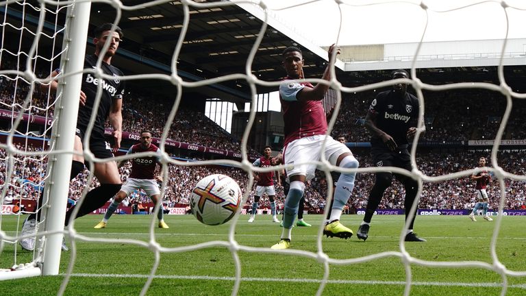 Ezri Konsa scores for Aston Villa but it was ruled out