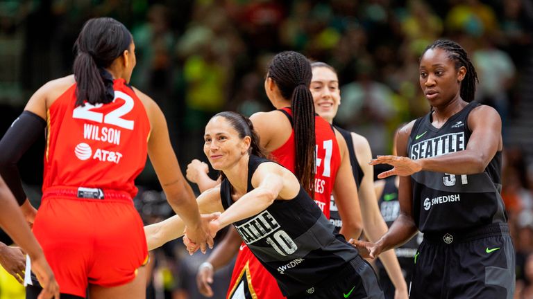 Highlights of the WNBA game between the Las Vegas Aces and the Seattle Storm.